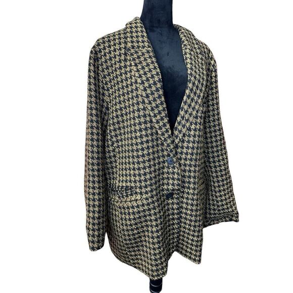 River Island houndstooth pattern Yellow Black sz 18 US Blazer - Picture 3 of 14